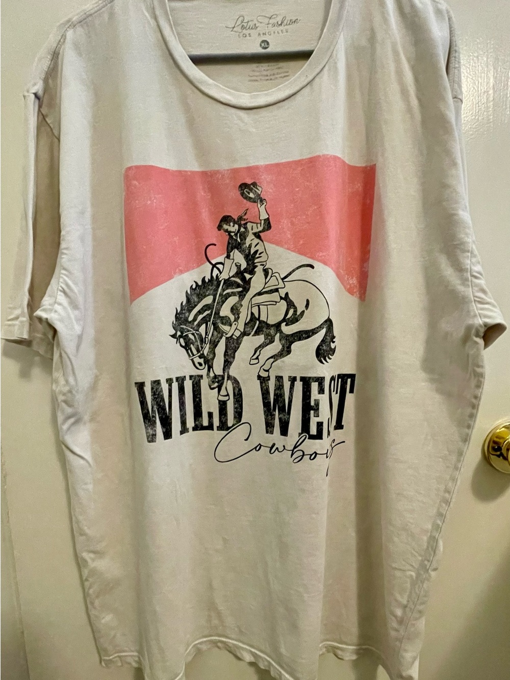 Wild West Cowboy Graphic Tee - White/Pink